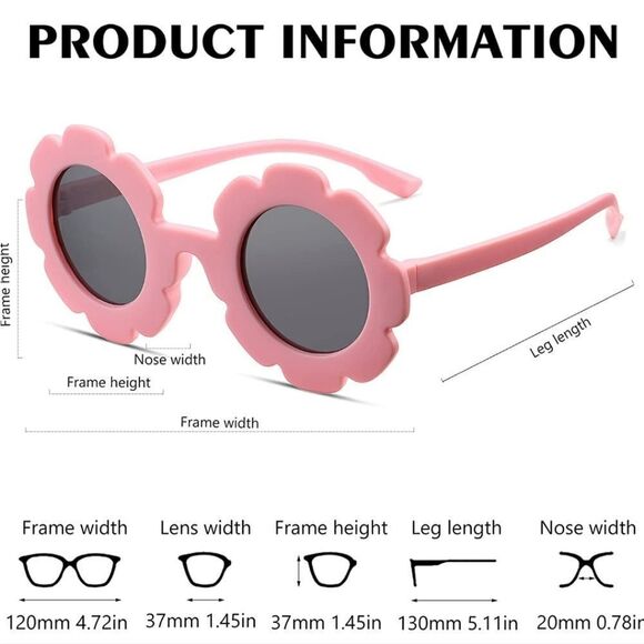 NEW! Kids Round Flower Sunglasses, Cute Daisy Glasses for Toddler Girls Age 2-4 - Picture 7 of 9